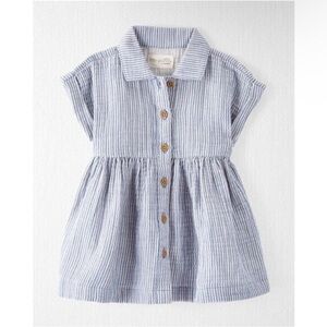 Little Planet by Carter's Organic Blue Baby Girls' Gauze Striped Dress - 6M